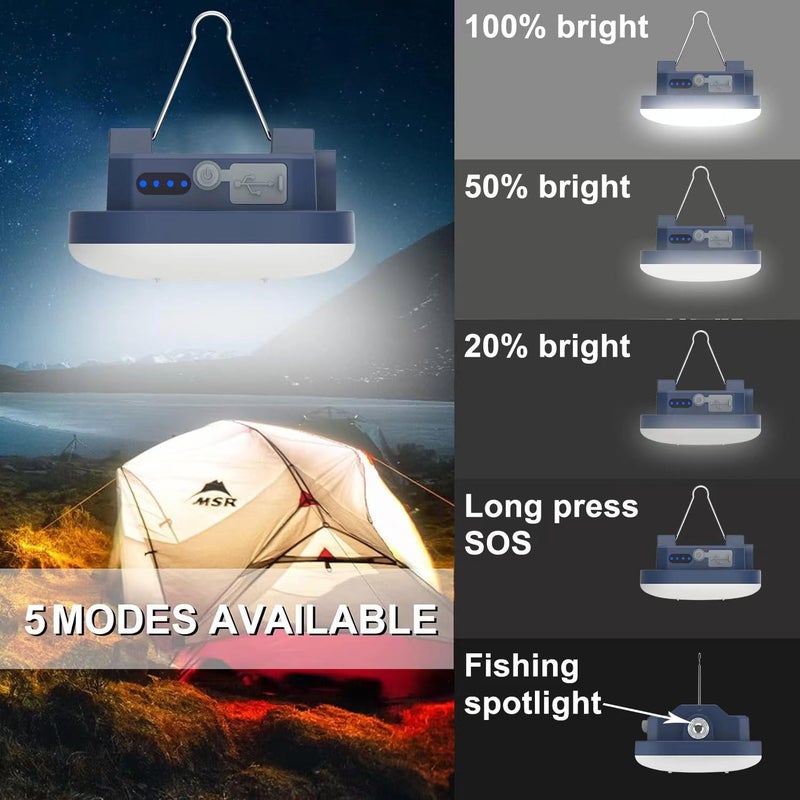 TeiNewBy 4 inch LED Camping Lantern Rechargeable 1500LM 10000mAh up to 120 Hours Running, 4 Light Modes, IP54 Waterproof,Magnetic Base for Hurricane Emergency, Outdoor, Hiking, Home and Car(30W) - Image 3